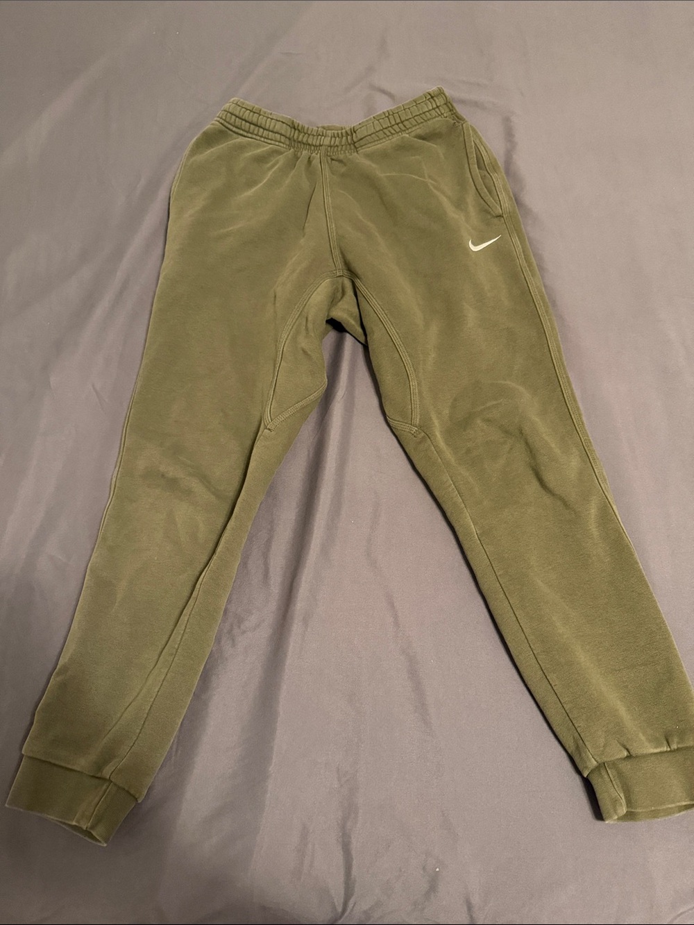 Nike Kids Olive Jogger Sweatpants with White Swoosh